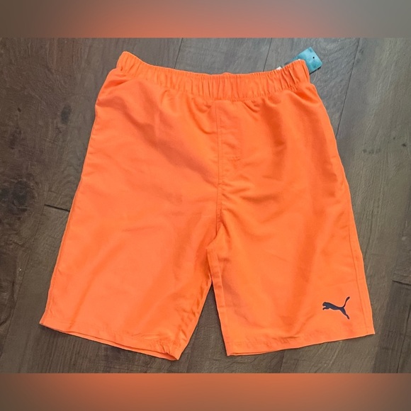 NWT puma boys 2 piece swim set rash guard trunks Sz large 14-16 orange blue - Picture 5 of 10
